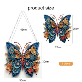 Aikeis Diamond Painting Pendant Set Blue Butterfly Crystal Acrylic Gemstone Painting Art Decoration Panel Fashion Decoration Kit