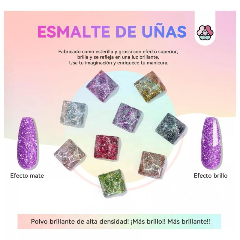 Saviland Polvo De Espejo Mágico Efecto Espejo Metálico 49pcs