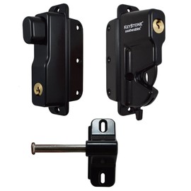 Weatherables Keystone 2-Sided Key-Lockable Gate Latch – Zinc Diecast Metal Heavy Duty Gate Latch with Self-Latching Gate Lock, Made for Easy Installation on Metal, Wood & Vinyl Fences, Keyed Alike