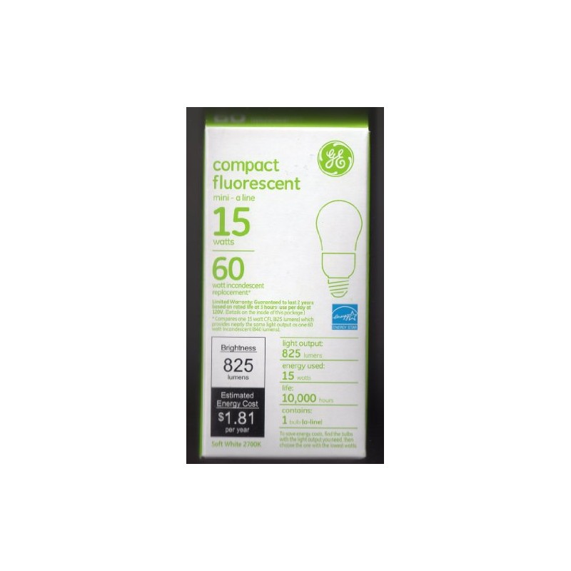 GE 89632 - FLE15/2/A19XL Pear A Line Screw Base Compact