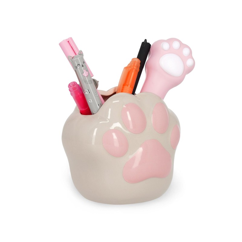 LEGAMI - Handpainted Ceramic Desk Friends Kitty Paw Pen Holder