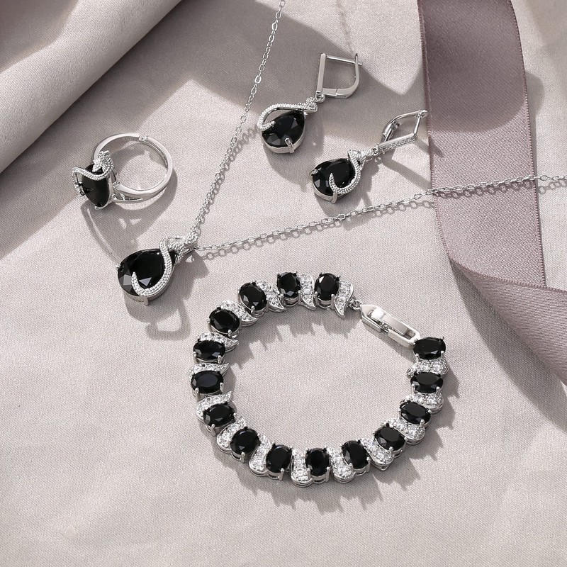 Ever Faith Women's Jewellery Sets Black Jewellery Sparkly Cubic Zirconia