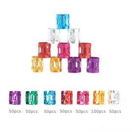 Yamel Colourful Hair Cuffs Hair Jewelry for Braids Accessories 400 Pieces Adjustable Metal Hair Rings Colourful Hair Accessories for Women and Girls