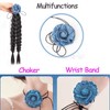 iRIIRIO 1pc Hair Braid Extension Ponytail with Jean Rose Flower