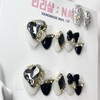 Gold Black Diamond Handmade Nail Tips - Short Ballerina /
