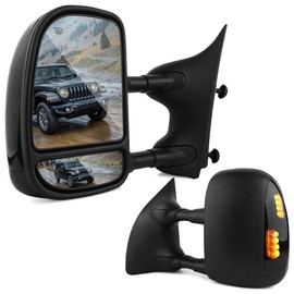 DWVO Towing Mirror fit 99-07 Ford F-250 F-350 F-450 F-550 Super Duty, 01-05 Ford Excursion with Power Heated LED Signal Light Pair Set