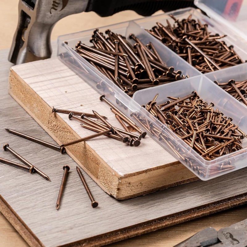 Mr. Pen- Nail Assortment Kit, 600 pcs, 4 Sizes, Bronze,