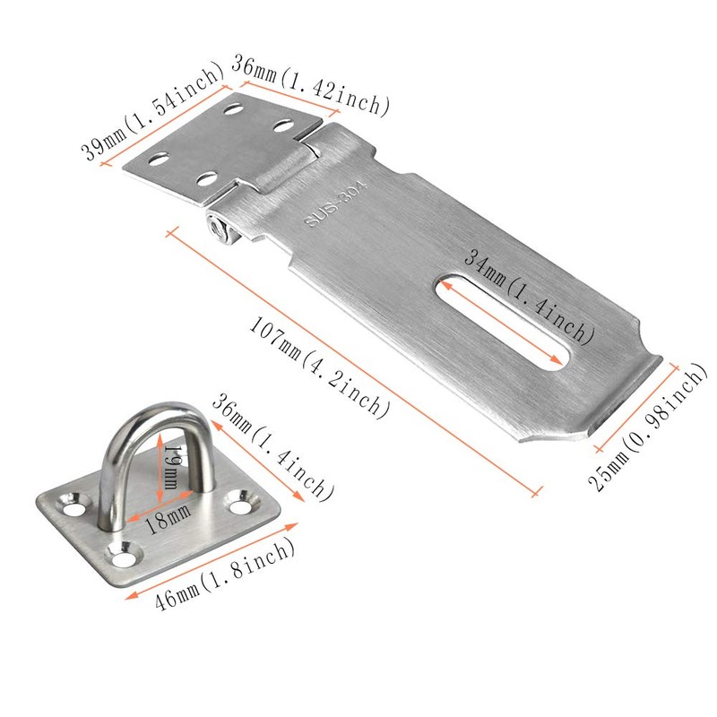 BuxiuGK Stainless Steel Padlock Hasp 4 Inches,Heavy Duty Hasp and