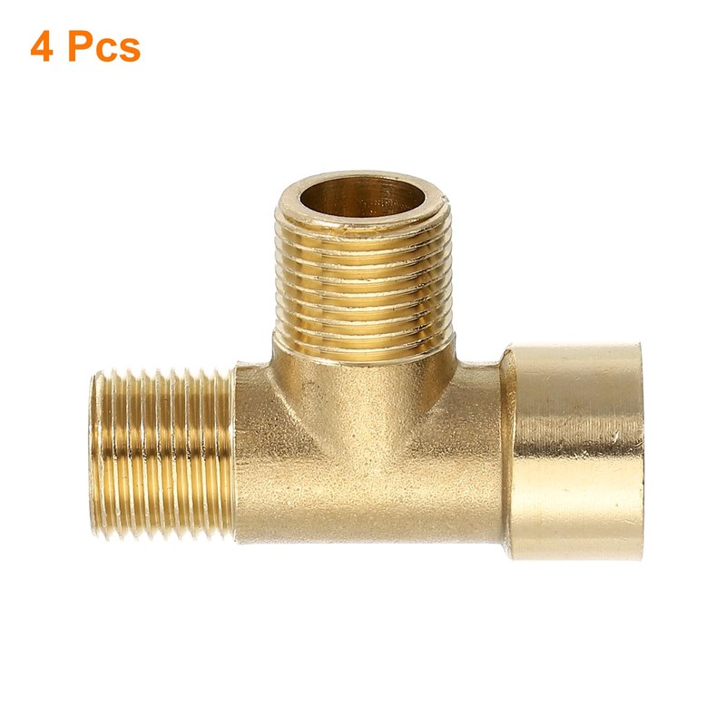 sourcing map Brass Tee Pipe Fitting, 3/8"(Male x Male x