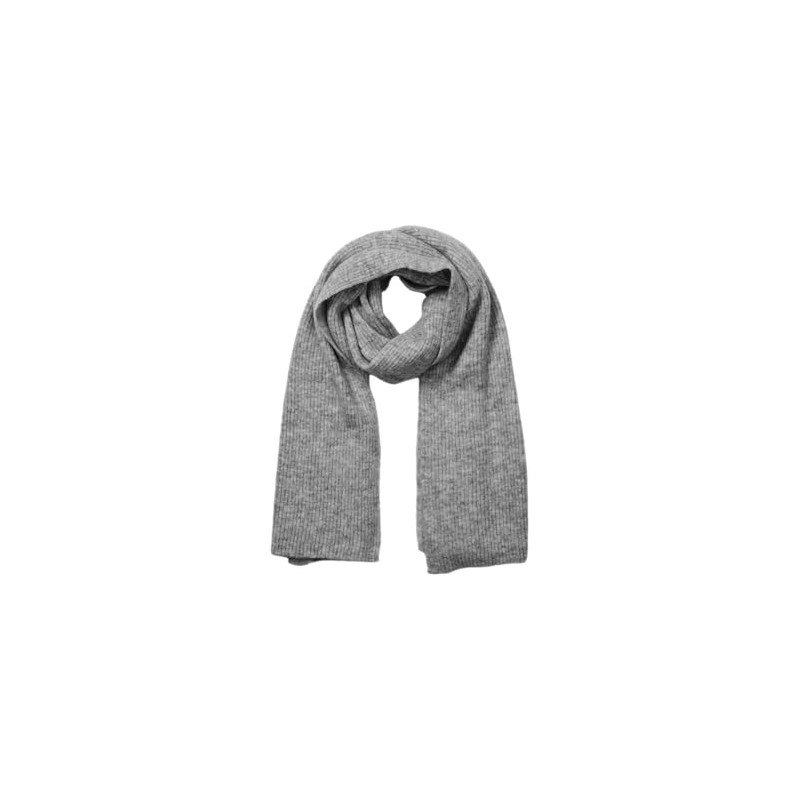 SELECTED FEMME Female Ribbed Scarf, Medium Grey Melange