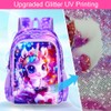 KLFVB 3PCS Girls Unicorn Backpack, Water Resistant Kids Bookbag with