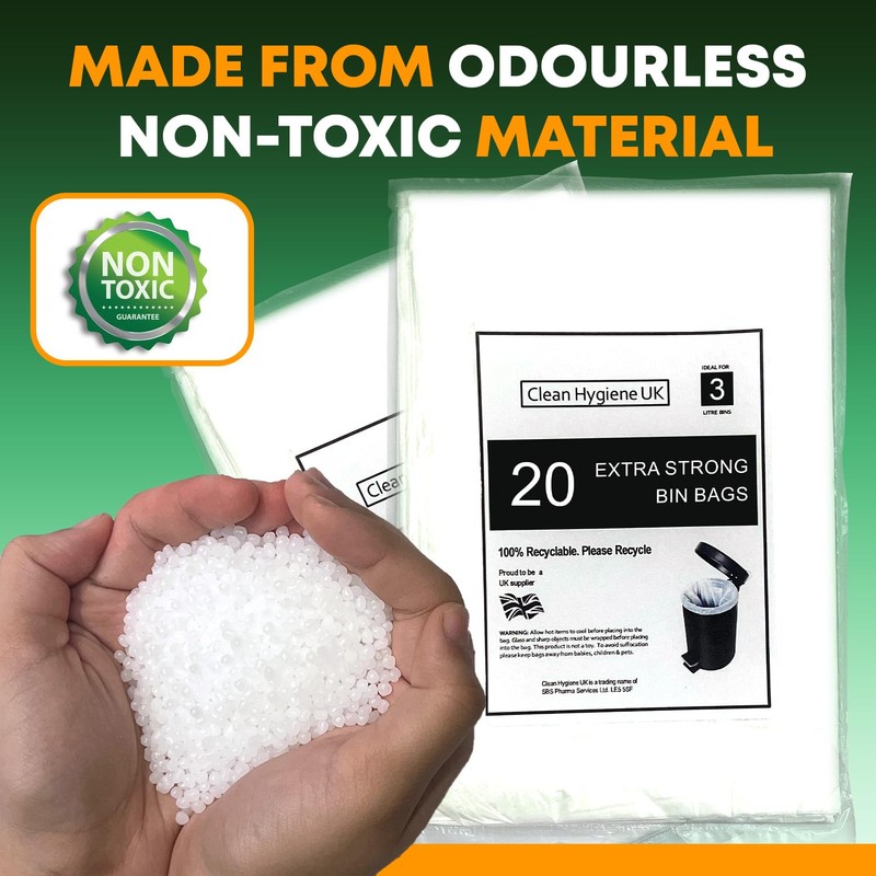 3L Bin Liners Extra Strong Dustbin Waste Bags For Round,