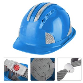 Construction Site Protective, Ventilate ABS Hard Hat Reflective Cap Stripe Safety Helmet(Orange) (Blue)