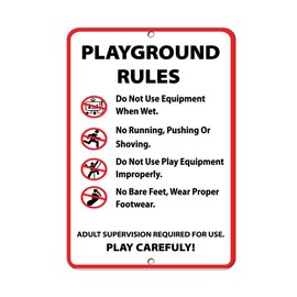 Aluminum Vertical Metal Sign Multiple Sizes Playground Rules Activity Parks and Campground with Border Weatherproof Street 12x18Inches
