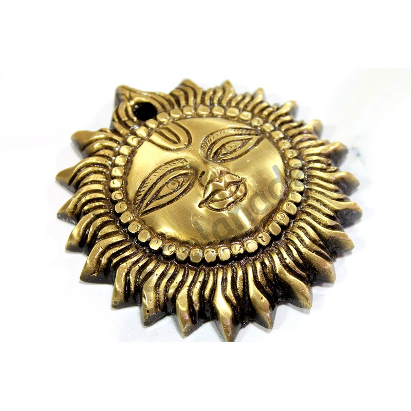 eSplanade 4" Brass Sun God Smiling Surya Bhagwaan Idol Statue