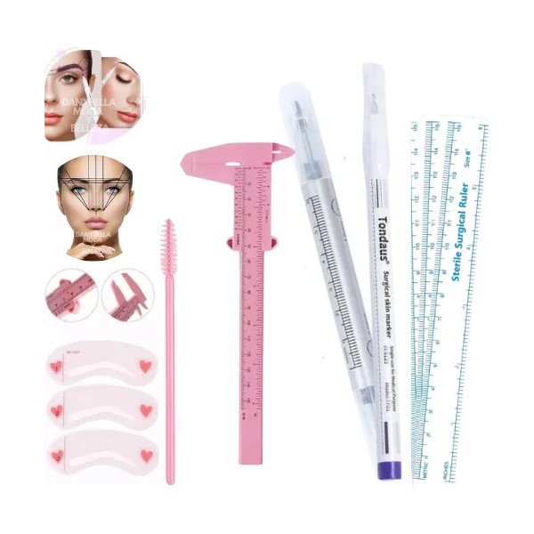 Kit Vernier+ Plumón Para Piel Diseño De Cejas Microblading