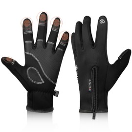 flintronic Winter Warm Gloves, Anti-slip Touchscreen Thermal Gloves, Windproof Waterproof Cycling Gloves, Adjustable Winter Gloves for Men Women Outdoor Running Driving Cycling Skiing Climbing (M)