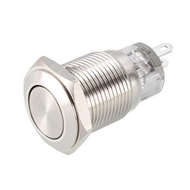 sourcing map Momentary Metal Push Button Switch Flat Head 16mm Mounting NC NO COM AC 250V 5A Flat Type