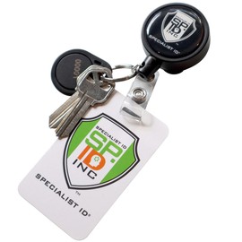 Specialist ID 2 Heavy Duty Retractable Badge Reels w/ Metal Belt Clip, Badge Holder & Key Ring