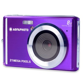 AGFA Photo Realishot DC5200 - Compact Camera, 21MP, 2.4 inch LCD Screen, 8X Digital Zoom, 720p HD Video, Lithium Battery, SD Cards, Scene Modes - Purple