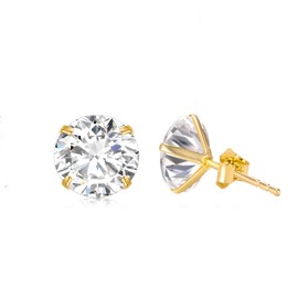 Moissanite Earrings in Solid 14K Gold, 0.3ct-4ct D Color VVS1 Clarity Moissanite Stud Earrings for Women/Men, 14kt Yellow Gold Brillant Round Cut Lab Created Diamond Earrings Jewelry Gifts Size 7.5mm