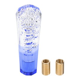 HOPESPANNER Diamond Two-Tone Crystal Shift Knob Gear Shifter Knob Acrylic Stick Shifter Lever Knob for Automatic and Manual Vehicle W/ 2 Adapter White Blue 1 Set
