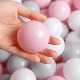 TRENDPLAY Pink Pit Balls for Toddlers 1-3, Pack of 100 -Brown Balls BPA Free Phthalate Free Crush Proof Balls for Toddlers Baby Kids Party, Pink+White+Gray