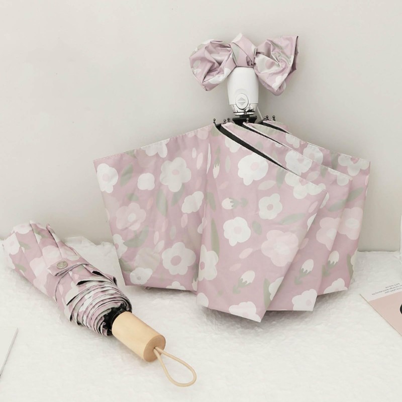 HERCHR Paraguas Plegable, Paraguas Pequeño Estilo Flor, Paraguas De Viaje