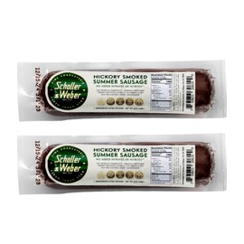 Schaller & Weber Hickory Smoked Summer Sausage, Gluten Free, Ready to Eat, 100% Natural Meat Snacks, 6 Ounce (Pack of 2)
