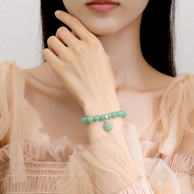 MAIBAOTA Green Aventurine Bracelet, 8 mm Healing Crystal Beaded Bracelet