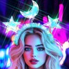 GENBREE Light Up Moon Headband Glowing Stars Headpiece Rave Party