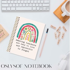 OSLYSOF Boho Rainbow Teacher Spiral Notebook, Teacher Appreciation Gifts Journal Notebooks for Note Taking, Back to School Gifts for Teachers Journal, 5.5x8.3 Inch with 164 Pages
