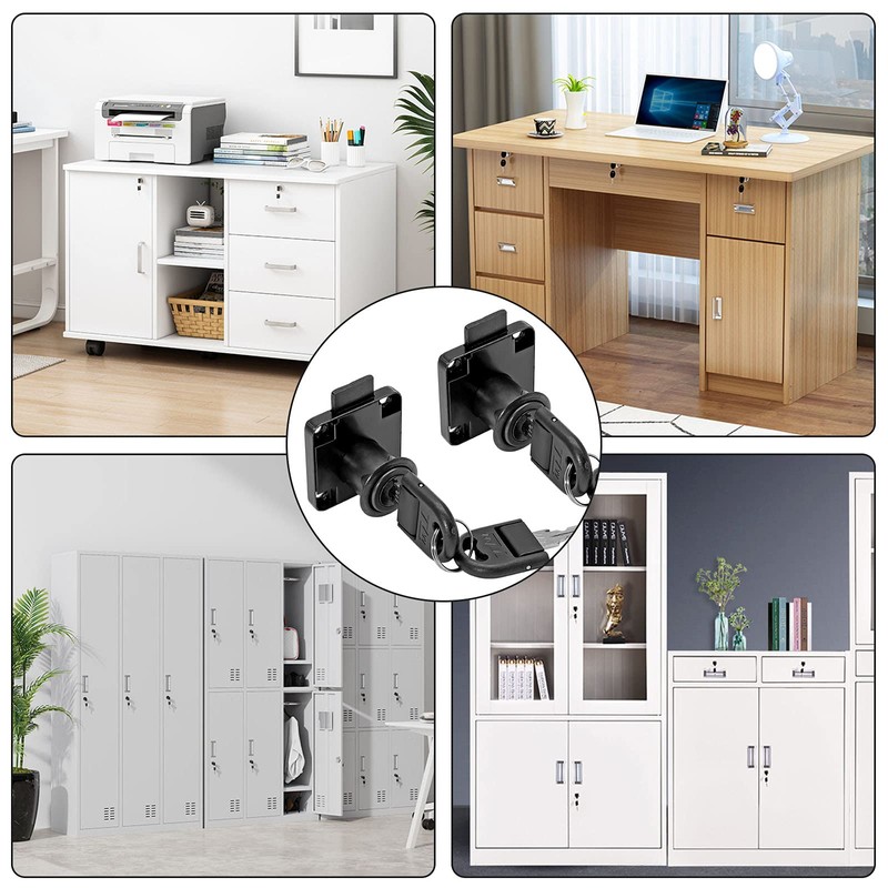 Jiozermi 2 Packs Drawer Lock with Keys, Desktop Lock with