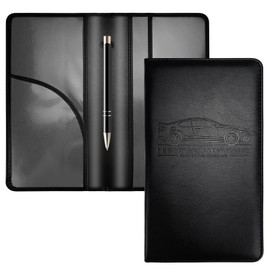 HIIXHC Car Registration and Insurance Holder, 9.4 x 5-inch Premium Leather Card Holder for Cards, Driver's Essentials vehicle Glove Box Organizer, Important Documents and Driver's License (Black)