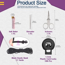 Swpeet Pack of 105 Round Single Hole Plastic Cord Locks for Spring Toggle Stoppers and 11 Yards Elastic Cord for Drawstrings, Non-Slip Cord Locks