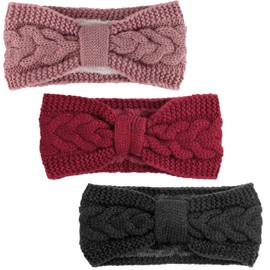DRESHOW Women Warm Knitted Headband Winter Ear Warmer Crochet Head Wraps Thick Fleece Lining Hair Bands