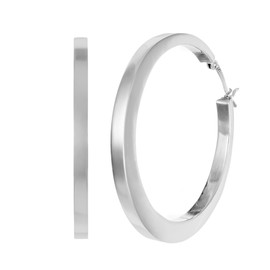 Silverly 50 mm Extra Large Square Tube Hoop Earrings - 925 Sterling Silver Earrings for Women - Saddleback Creole Chunky Hoops - Teen Daughter Gifts From Mum - Jewellery for Women - Big Sister Gifts