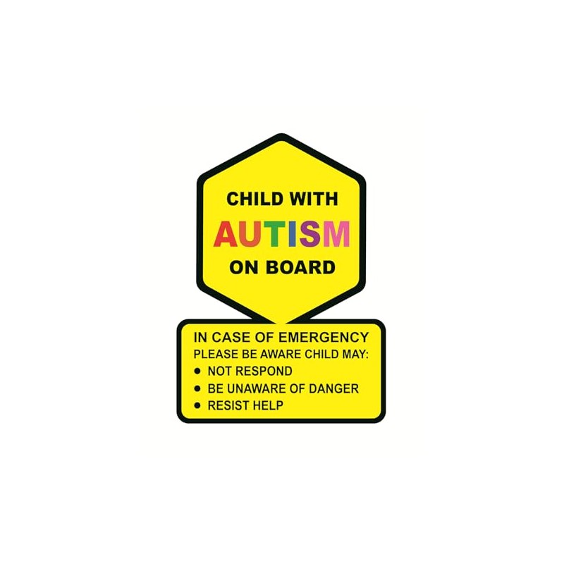 Child with Autism On Board Sticker,5pcs 4x5.54 inch Autistic Child