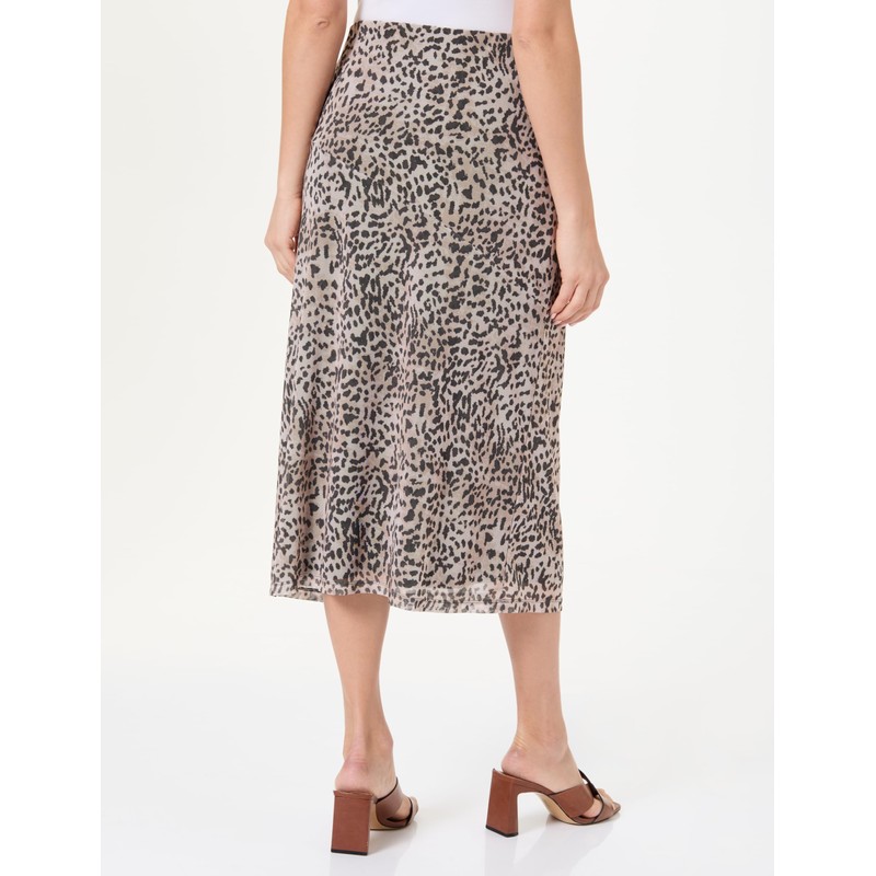 Printed Mesh Skirt, Creamy Brown, 38