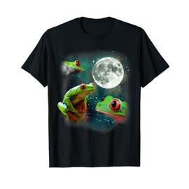 Three Frog Moon | 3 Treefrog Weird Funny Magical Cursed Meme T-Shirt