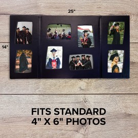 Senior Multi Picture Frame for 4x6 in High School, College or University Graduation Photographs. 8 Frame. Folding Booklet with Slide In Slots for 8 4x6 Inch Photographs