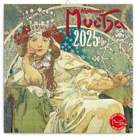 NOTIQUE Alfons Mucha Wall Calendar 2025 Calendar, Brochure Calendar with Monthly Calendar, Brochure Calendar Art Calendar 30 x 30 cm (30 x 60 Open)