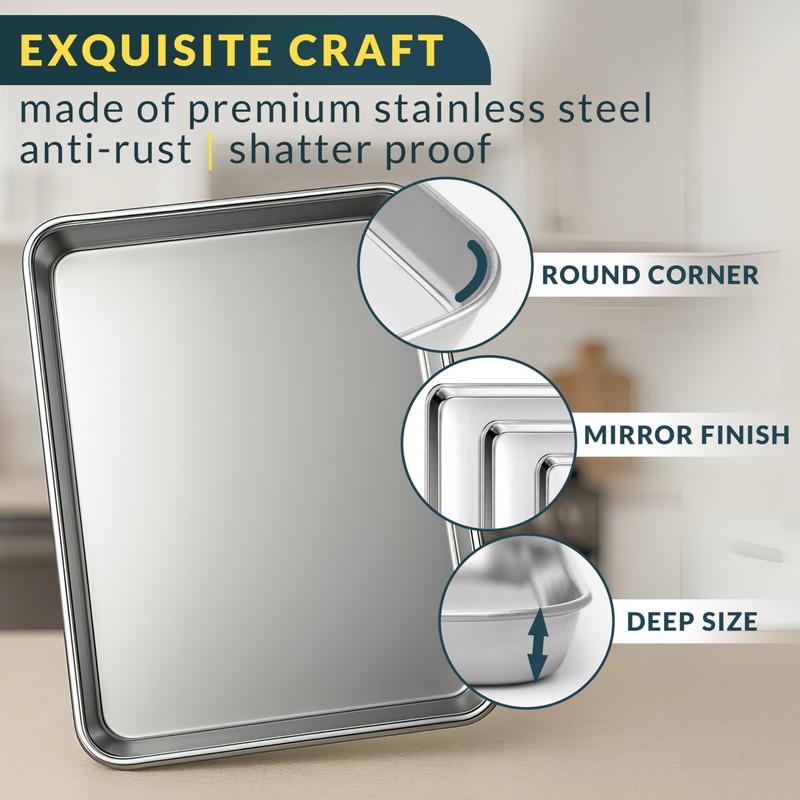 Baker’s Signature Stainless Steel Cookie Sheet Pan, Stainless Steel Baking