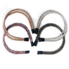 4 Pieces Stylish Glitter Rhinestone Headbands, Hard Non-Slip Forks, Hair Bands for Women, Headbands Made of Rhinestones, Hair Pins for Girls, Gifts etc. (4 Colours)