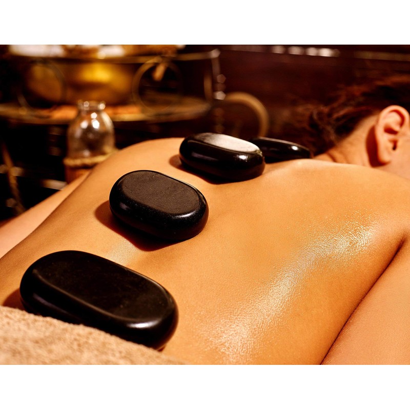 Windfulogo 12pcs Hot Massage Stones Set Natural Lava Basalt Warm