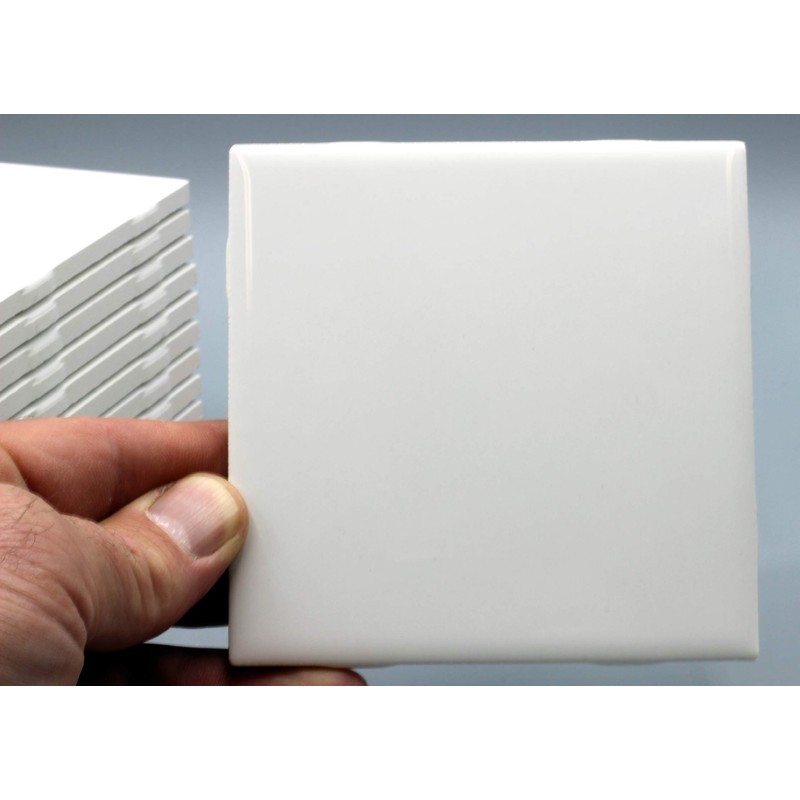 Creative Hobbies 12 Pack of Glossy White Glazed Ceramic Tiles