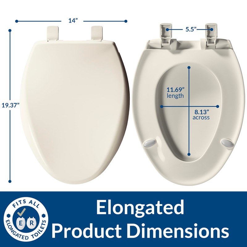 Bemis Aurora Slow Close Toilet Seat, Easy Clean Hinges and