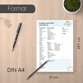 #detailverliebt Travel Packing List Pad I Pack My Suitcase and Take with I dv_327 I DIN A4 I 50 Sheets I Travel Checklist Notes for Checking Off