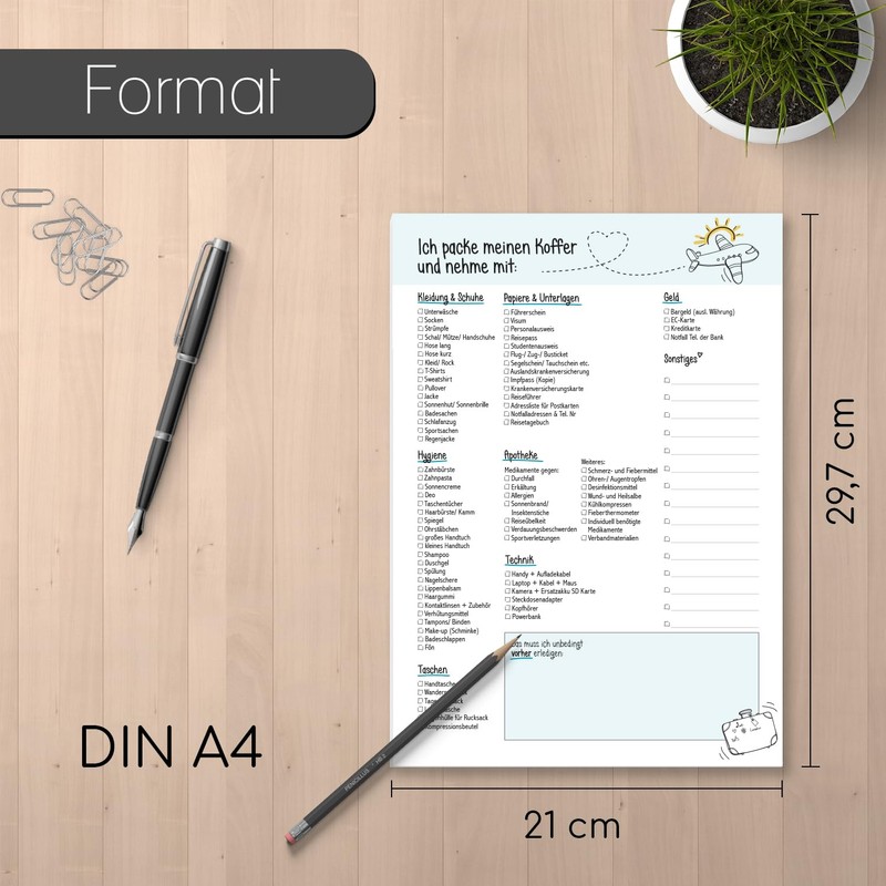 #detailverliebt Travel Packing List Pad I Pack My Suitcase and
