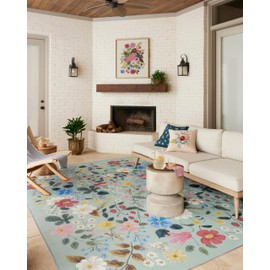 Loloi Rifle Paper Co. x Perennial Mint 6'-7" x 9'-4" Area Rug